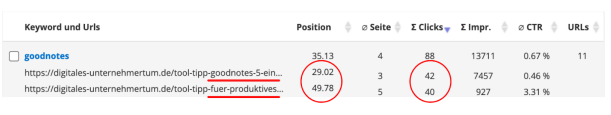 Beispiel zur Keyword-Kanibalisierung